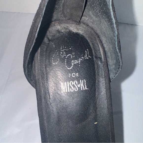 Jeffrey Campbell Malice Shoe "F-u-c-k Off" Black Suede Gold Chain Heel Size 8.5 - Picture 13 of 14